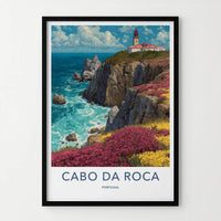 Cabo da Roca Poster - Portugal Travel Art - Lighthouse Cliffs Wall Decor