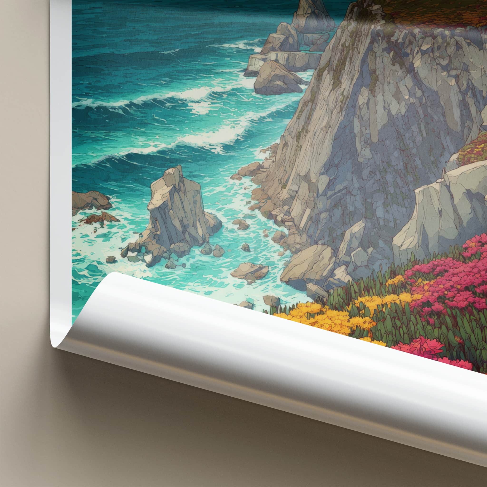 Cabo Da Roca Poster - Portugal Travel Art - Lighthouse Ocean Cliffs Home Decor