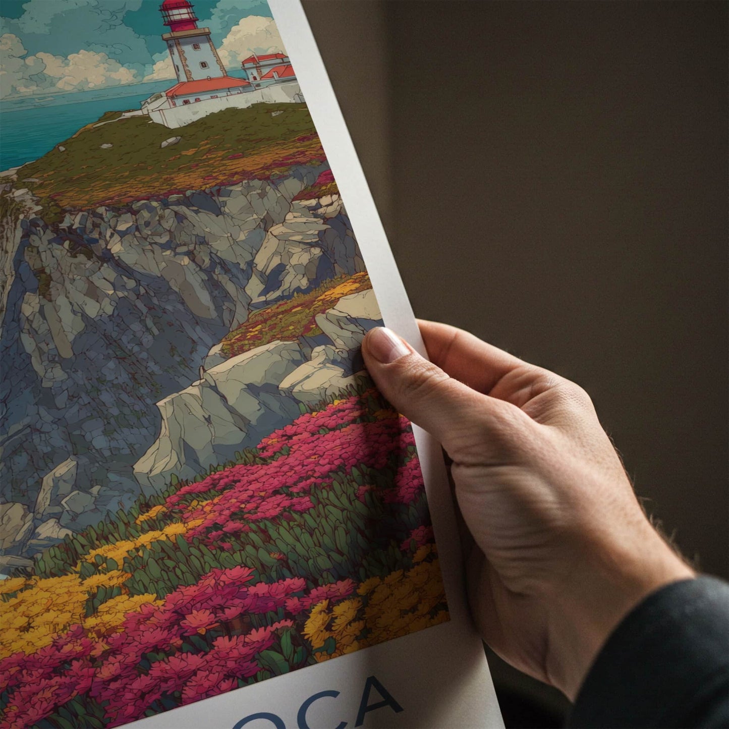 Cabo Da Roca Poster - Portugal Travel Art - Lighthouse Ocean Cliffs Home Decor