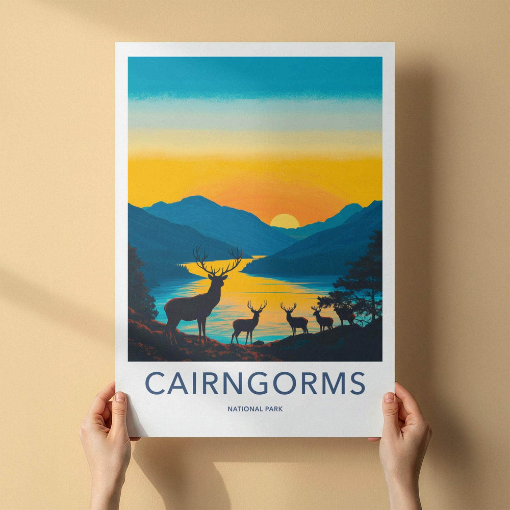 Cairngorms National Park Poster - Scenic Mountain View & Wildlife