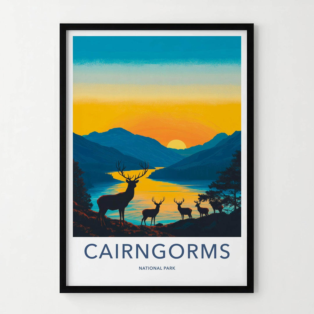 Cairngorms National Park Poster - Scenic Mountain View & Wildlife