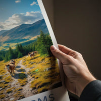 Cairngorms Poster - Scotland Travel Art - Mountain Path Horses Home Decor