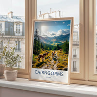 Cairngorms Poster - Scotland Travel Art - Mountain Path Horses Home Decor
