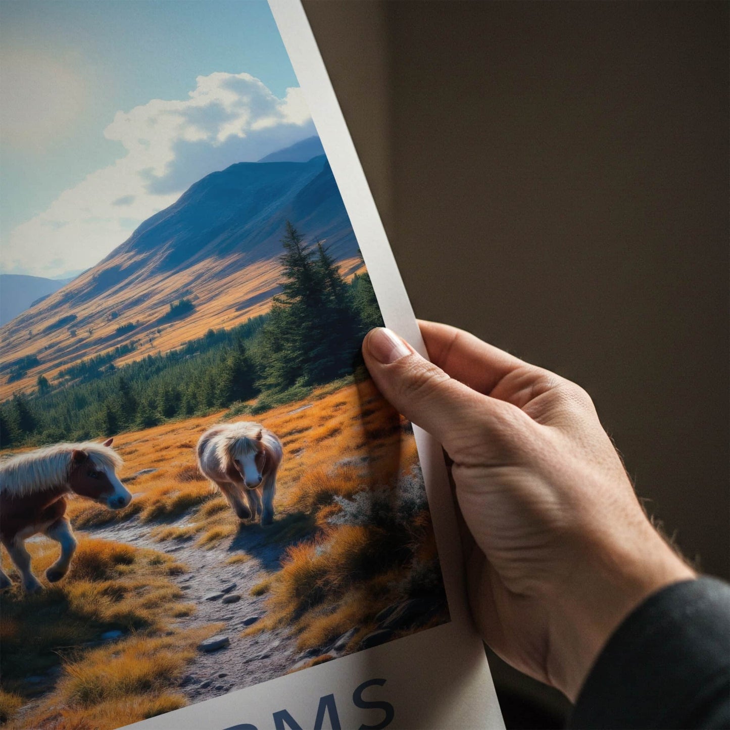 Cairngorms Poster - Scotland Travel Art - Wild Ponies Mountains Home Decor