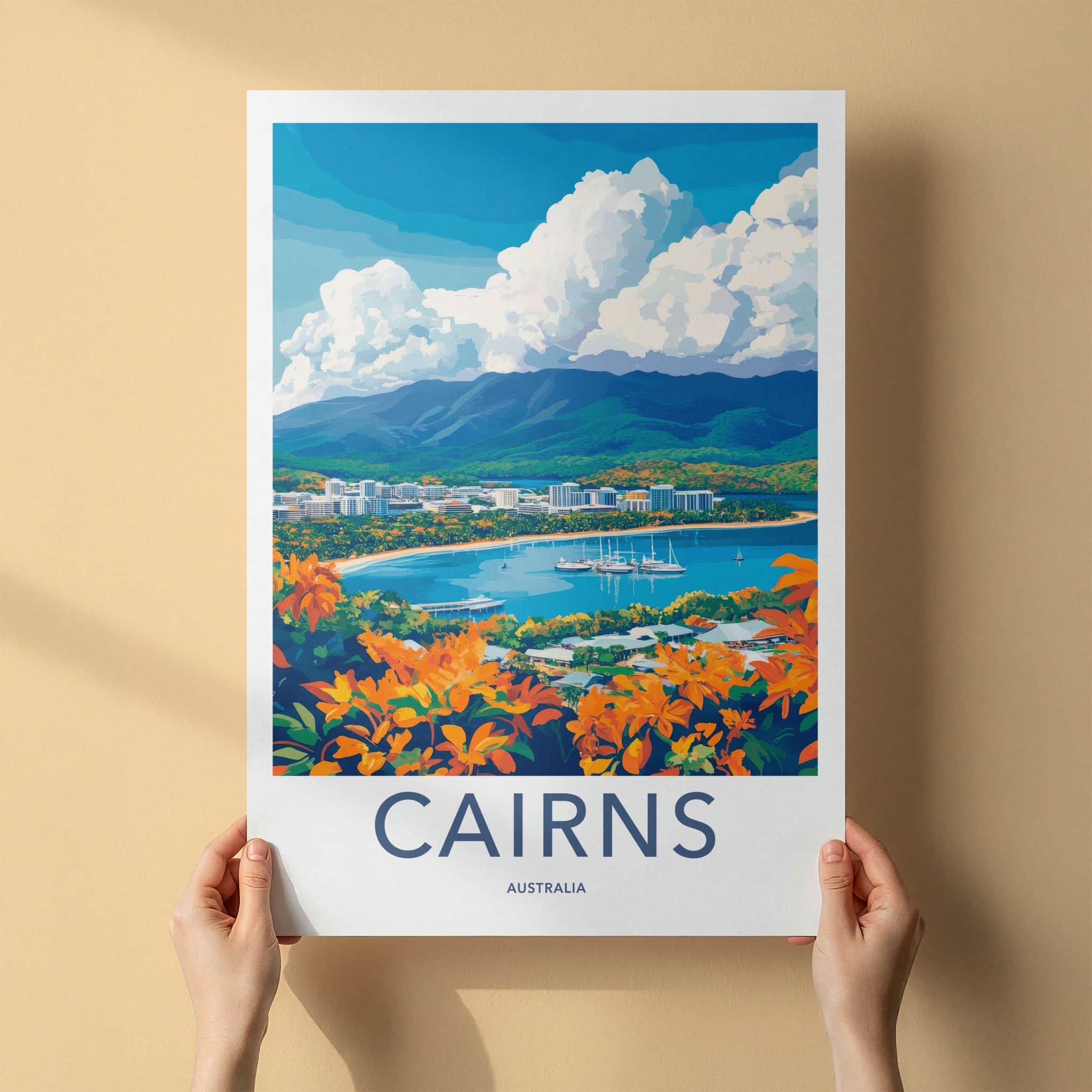Cairns Poster - Australia Travel Art - Tropical Bay Vista Home Decor