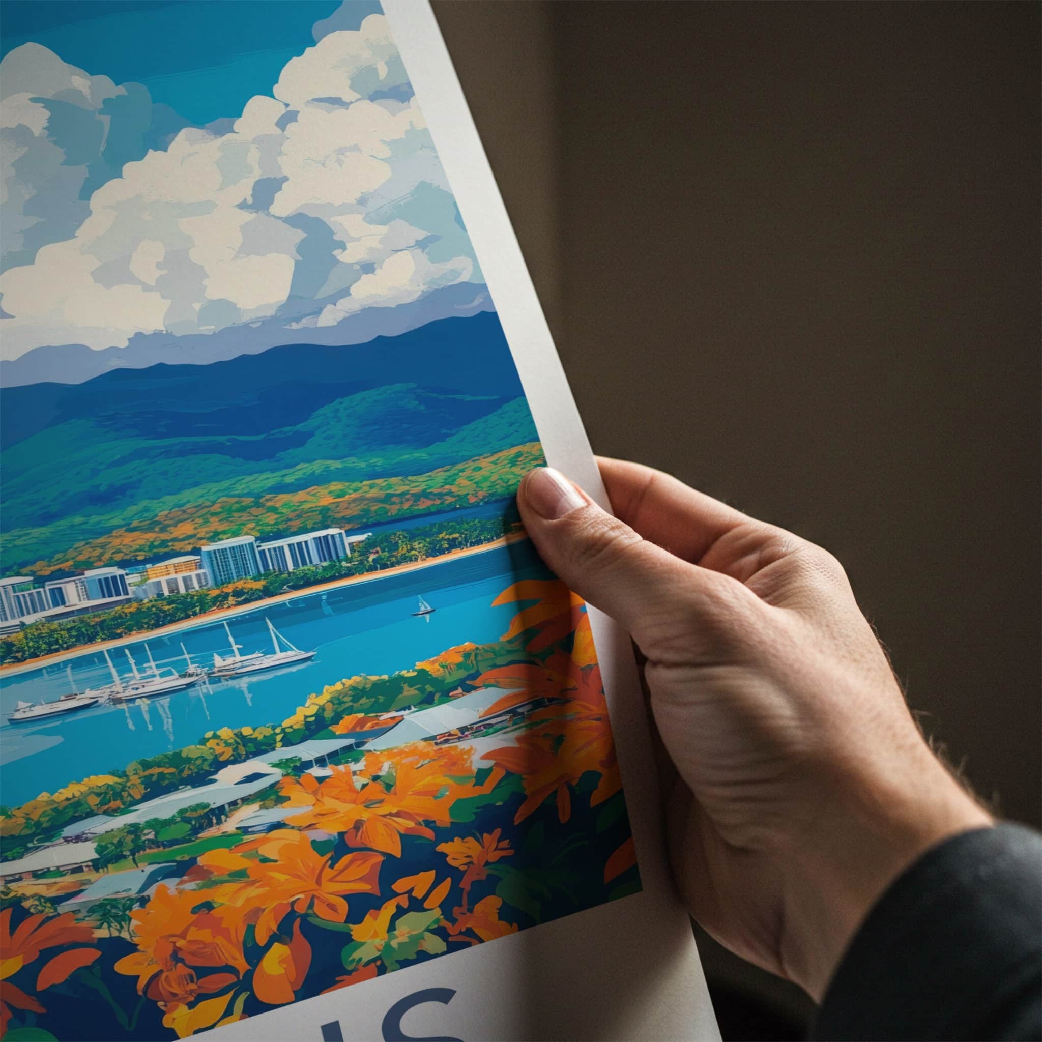 Cairns Poster - Australia Travel Art - Tropical Bay Vista Home Decor