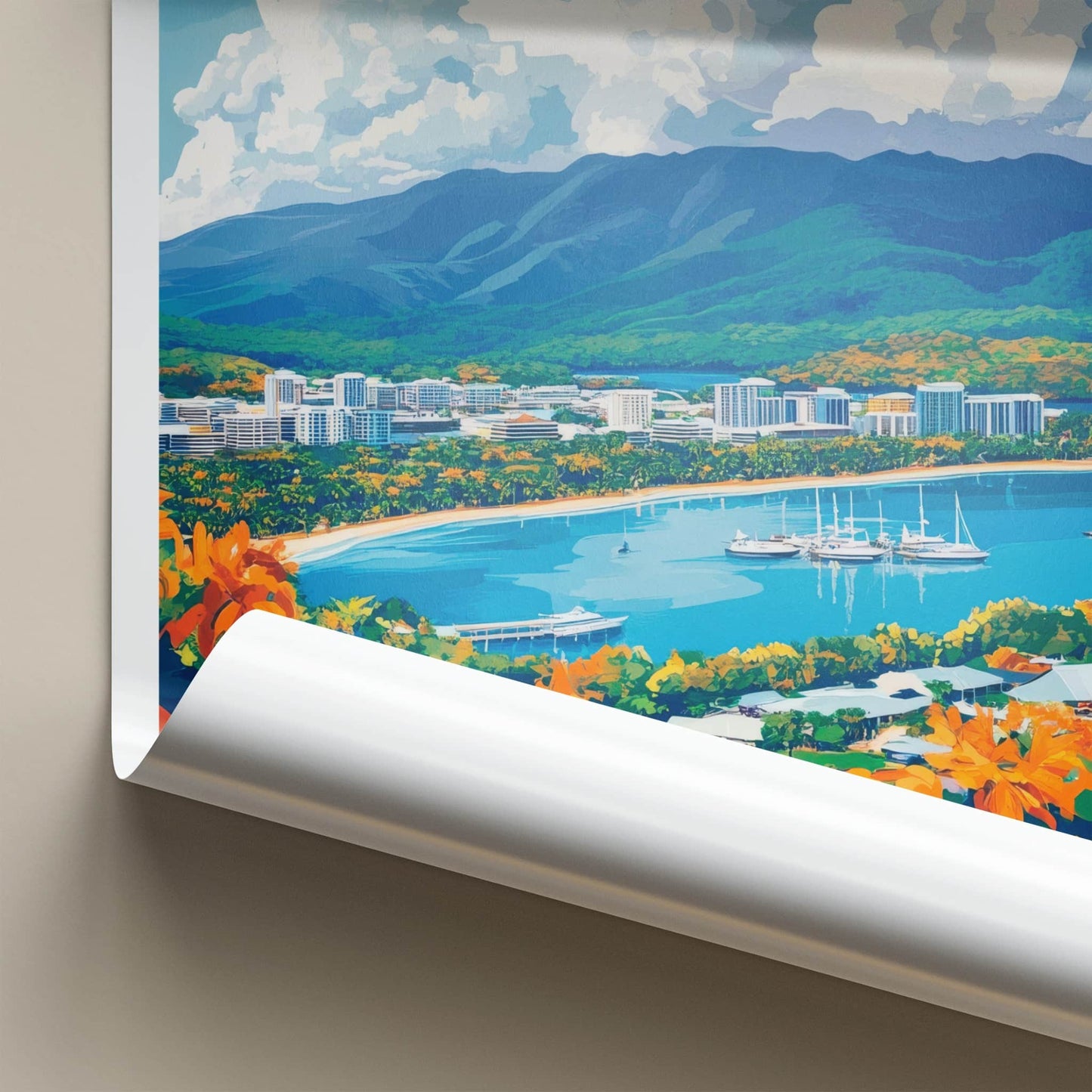 Cairns Poster - Australia Travel Art - Tropical Bay Vista Home Decor