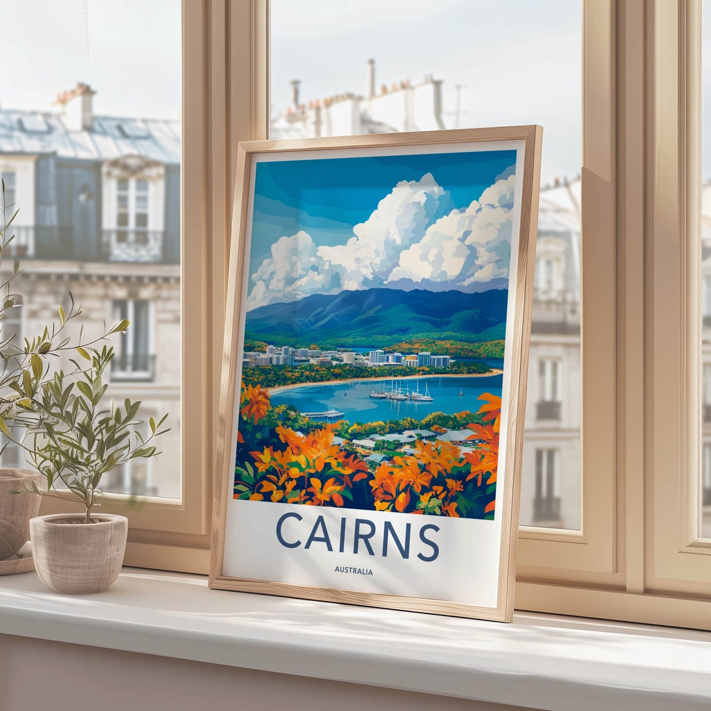 Cairns Poster - Australia Travel Art - Tropical Bay Vista Home Decor