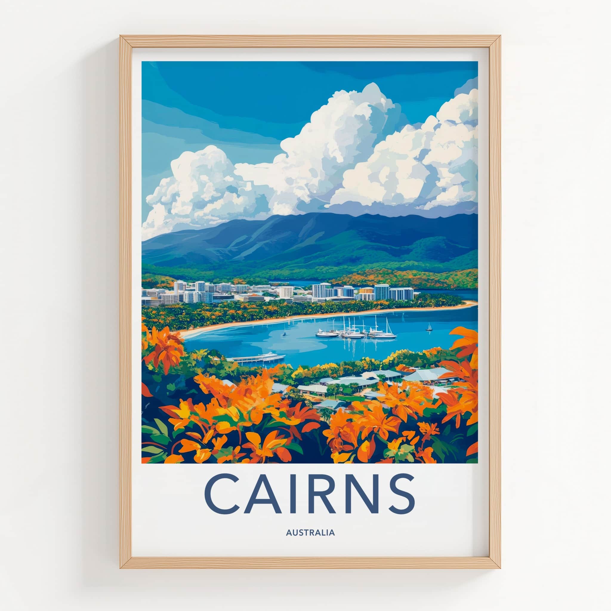 Cairns Poster - Australia Travel Art - Tropical Bay Vista Home Decor