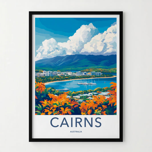 Cairns Poster - Australia Travel Art - Tropical Bay Vista Home Decor