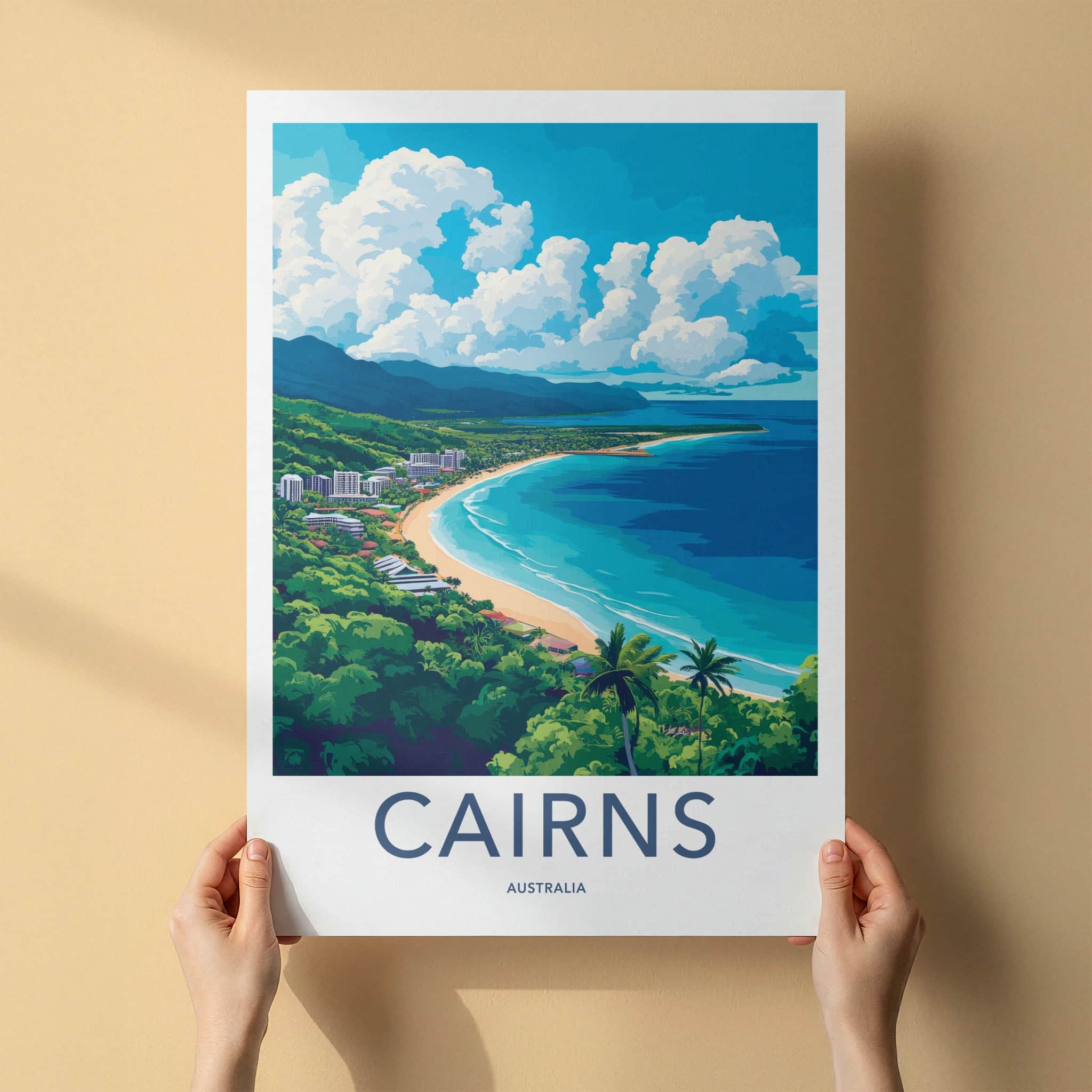 Cairns Poster - Australia Travel Art - Tropical Beach Resort Home Decor