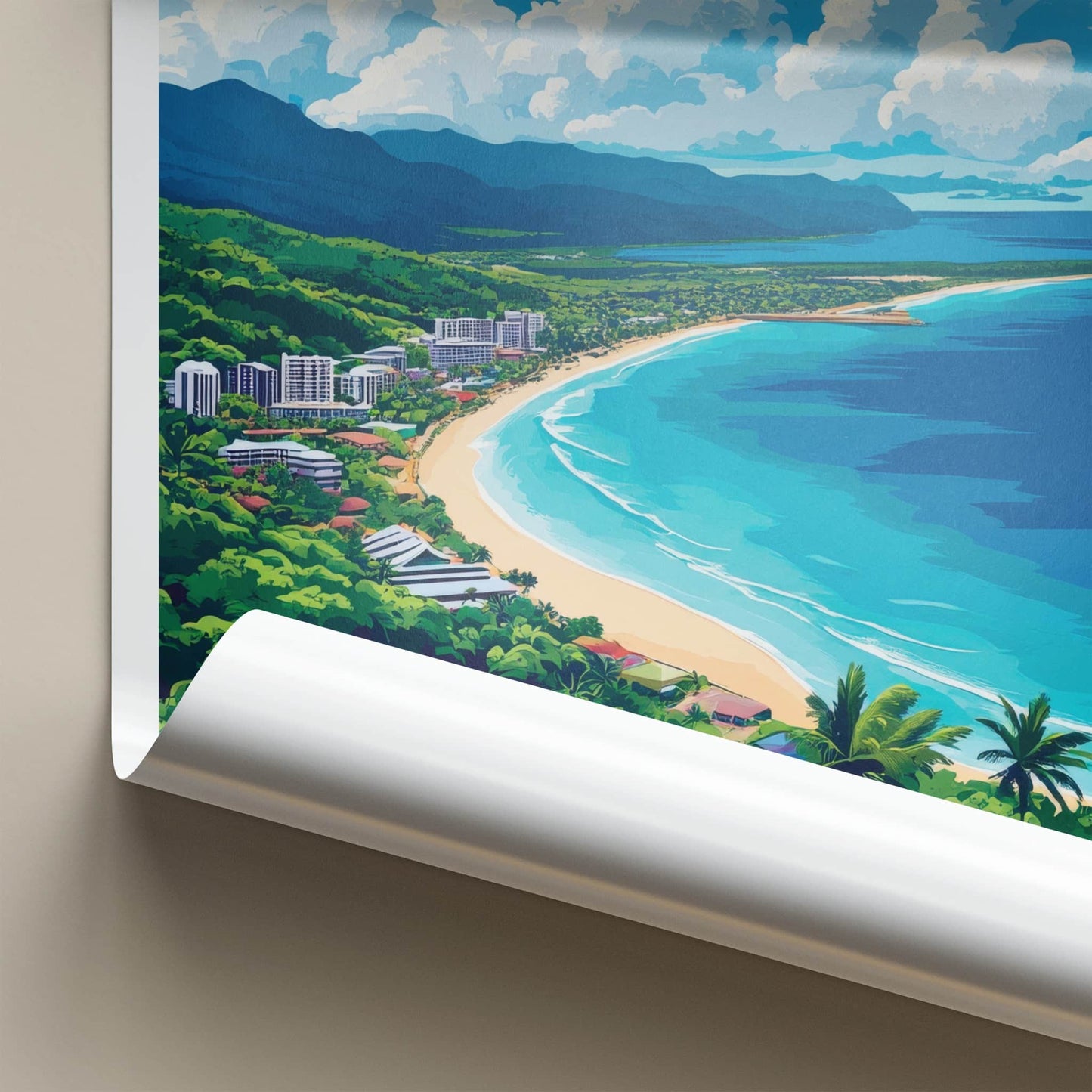 Cairns Poster - Australia Travel Art - Tropical Beach Resort Home Decor