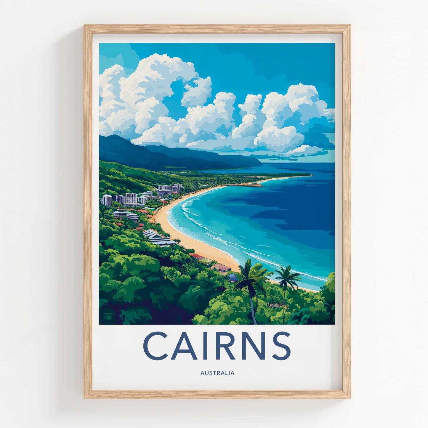 Cairns Poster - Australia Travel Art - Tropical Beach Resort Home Decor
