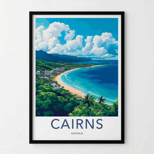 Cairns Poster - Australia Travel Art - Tropical Beach Resort Home Decor