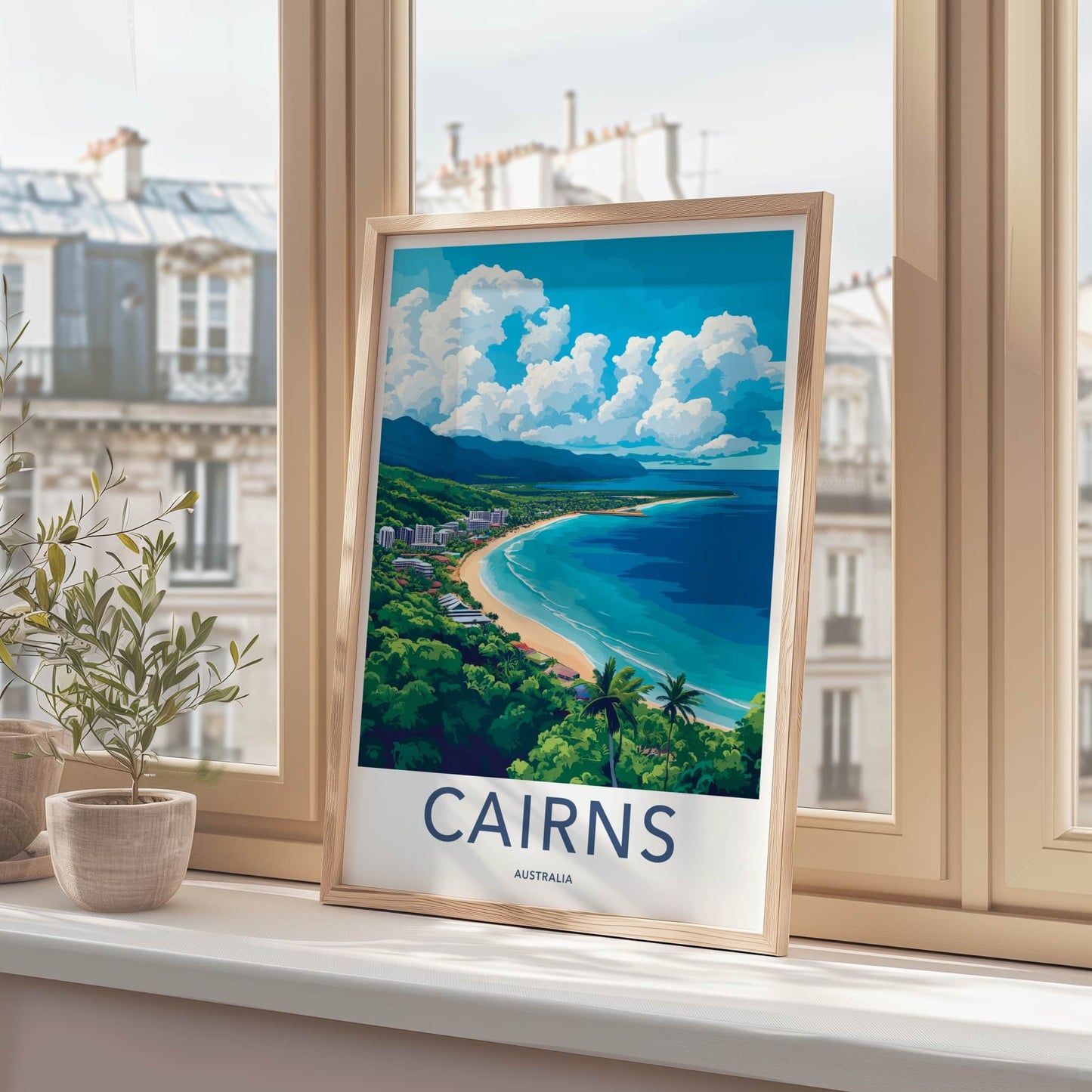 Cairns Poster - Australia Travel Art - Tropical Beach Resort Home Decor