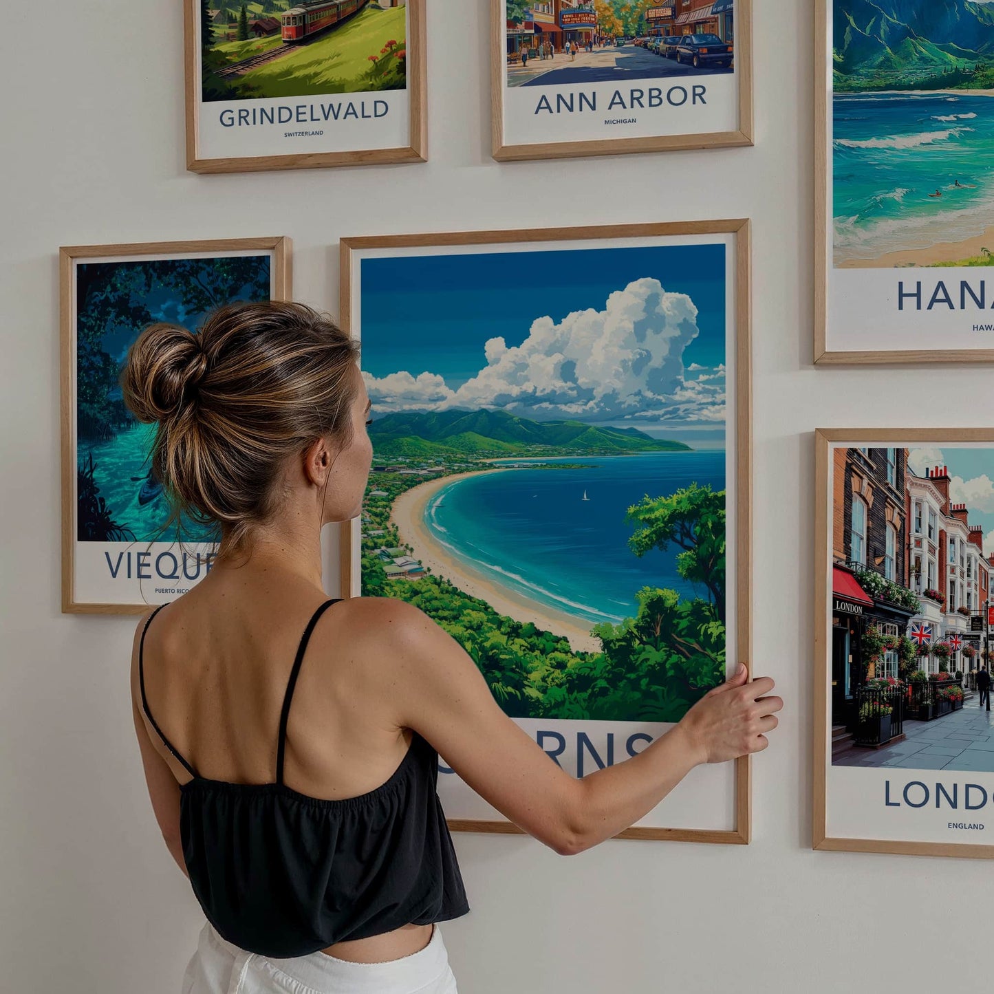 Cairns Poster - Australia Travel Art - Tropical Coastal Bay Wall Decor