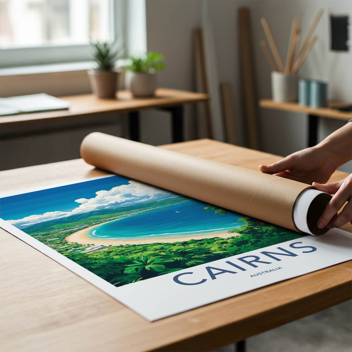 Cairns Poster - Australia Travel Art - Tropical Coastal Bay Wall Decor