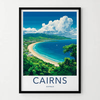 Cairns Poster - Australia Travel Art - Tropical Coastal Bay Wall Decor