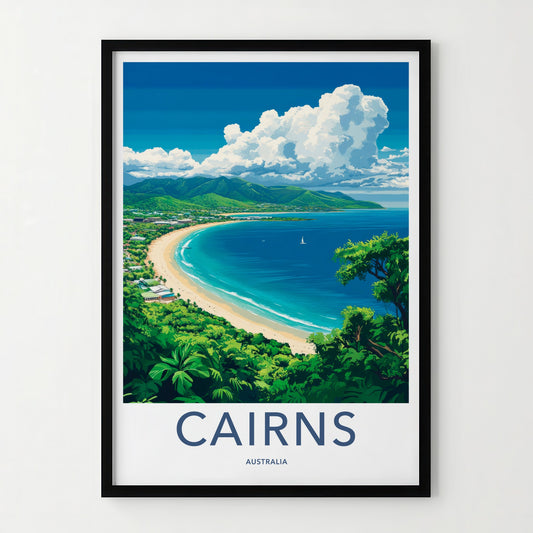 Cairns Poster - Australia Travel Art - Tropical Coastal Bay Wall Decor