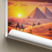 Cairo Poster - Egypt Framed Art - Majestic Pyramids Sunset Framed Decor