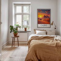 Cairo Poster - Egypt Framed Art - Majestic Pyramids Sunset Framed Decor