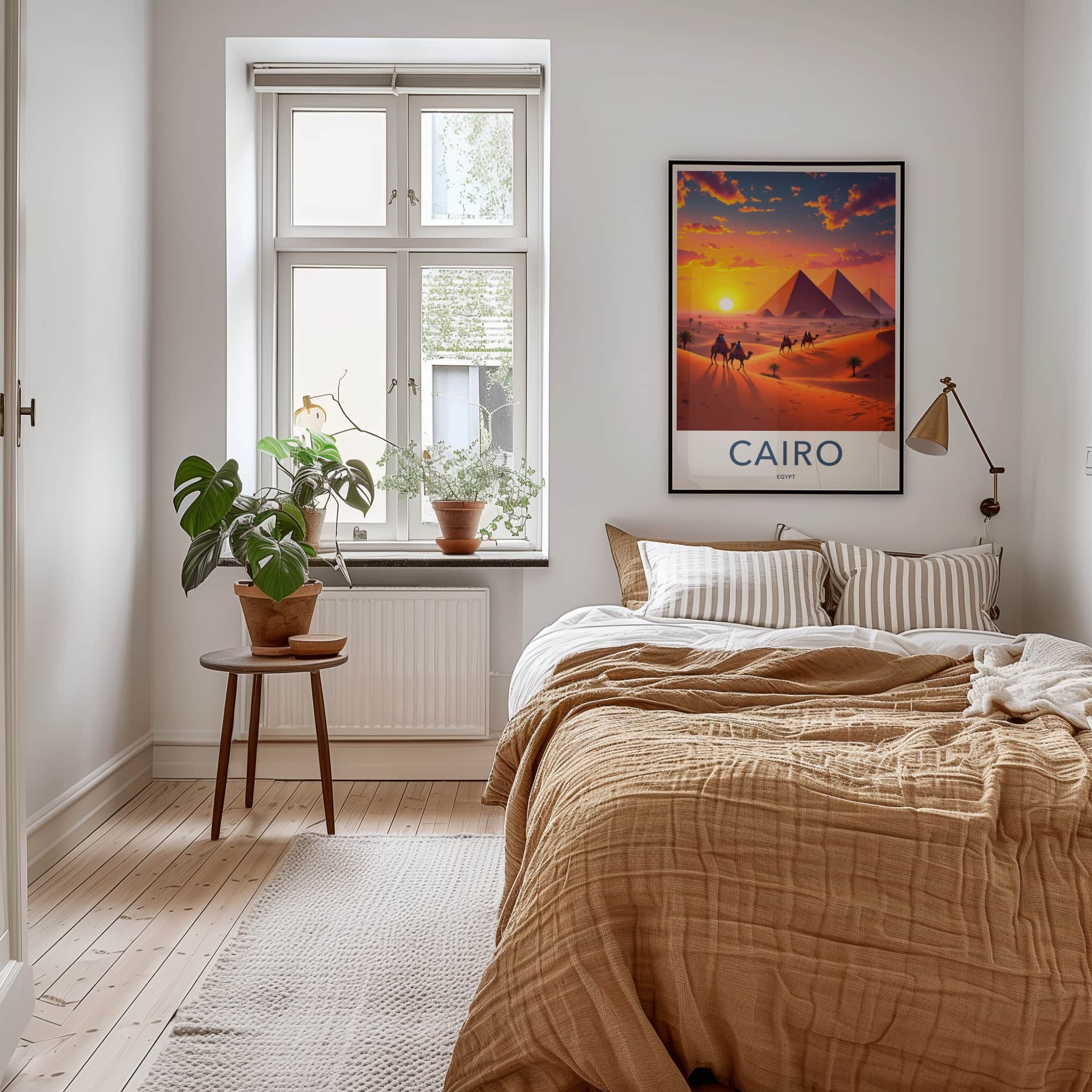 Cairo Poster - Egypt Framed Art - Majestic Pyramids Sunset Framed Decor