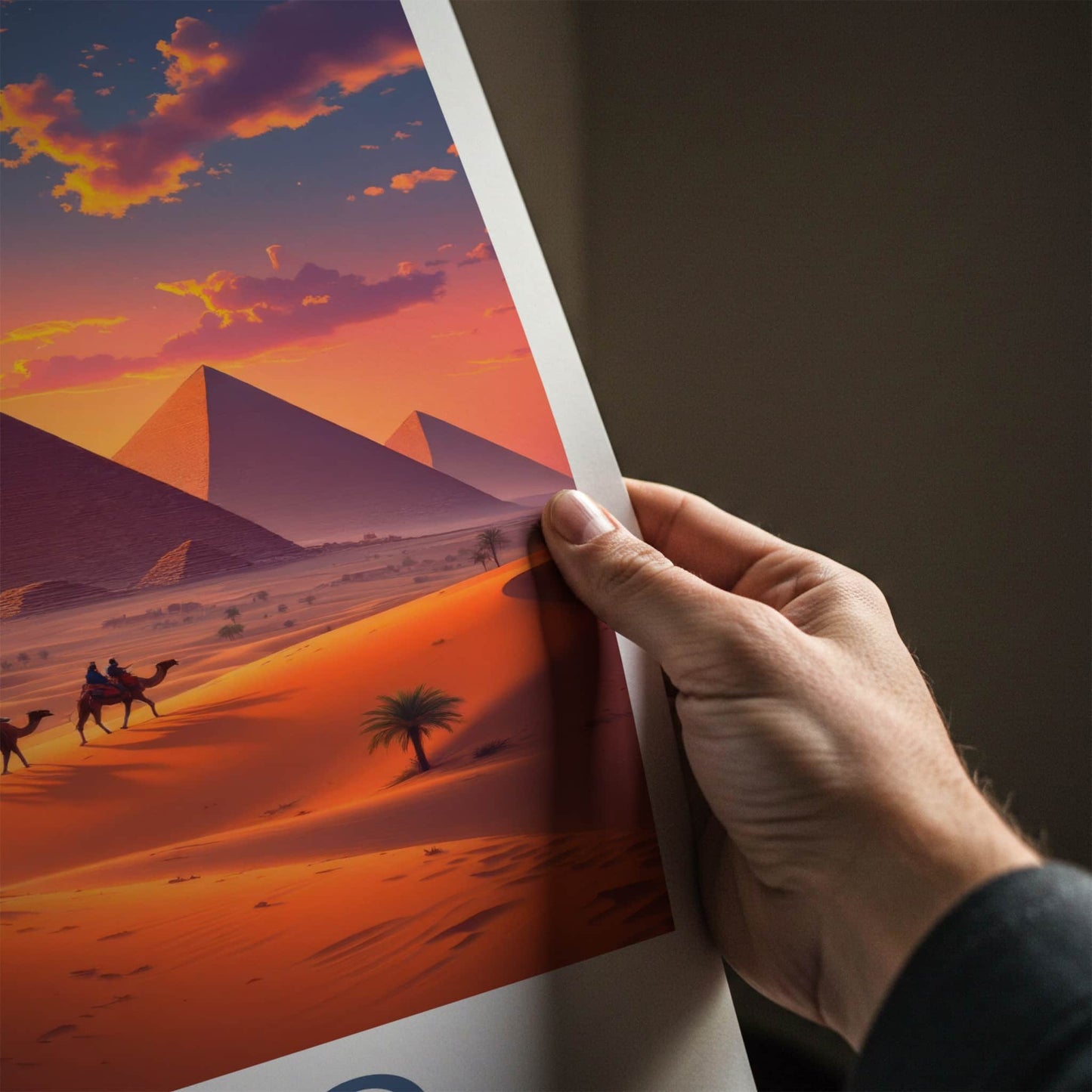 Cairo Poster - Egypt Framed Art - Majestic Pyramids Sunset Framed Decor