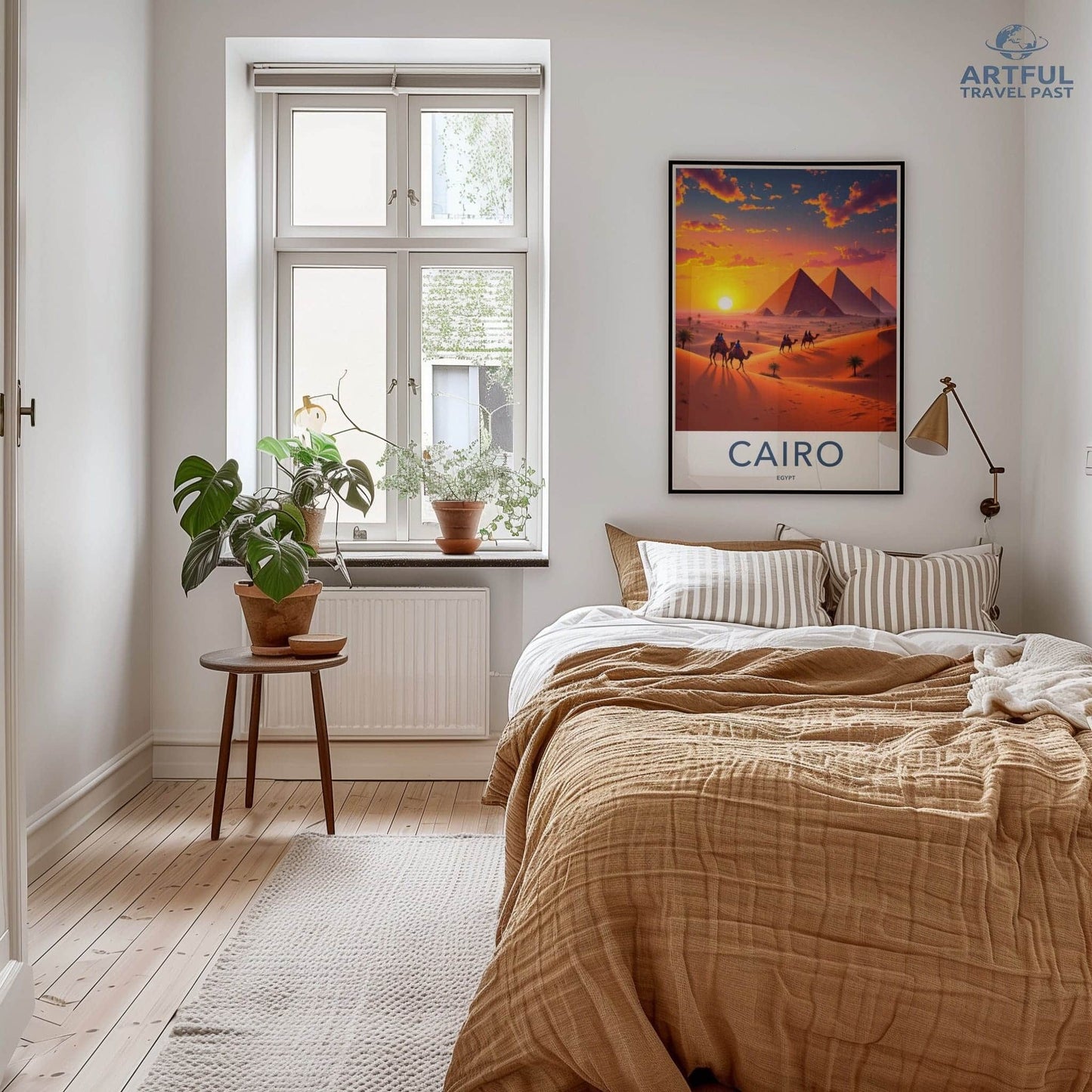 Cairo Poster - Egypt Framed Art - Majestic Pyramids Sunset Framed Decor
