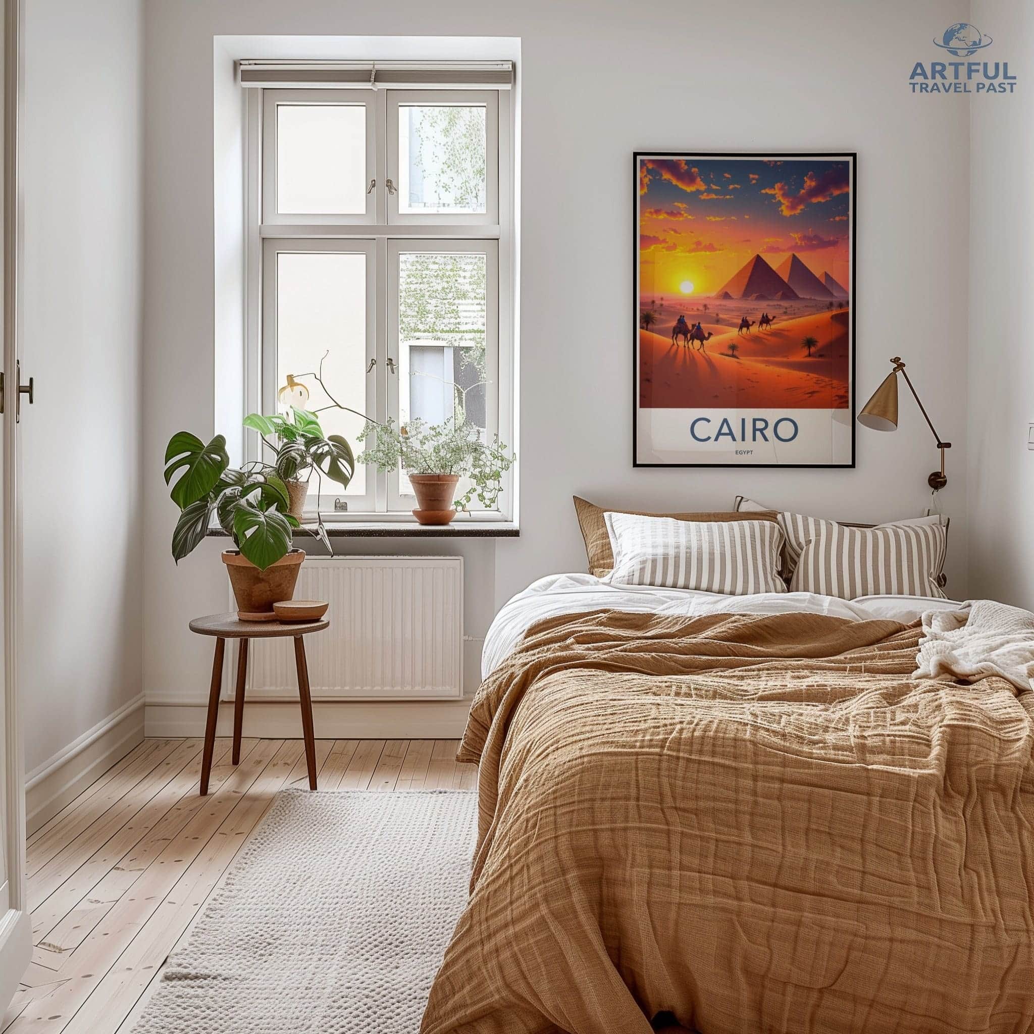 Cairo Poster - Egypt Framed Art - Majestic Pyramids Sunset Framed Decor