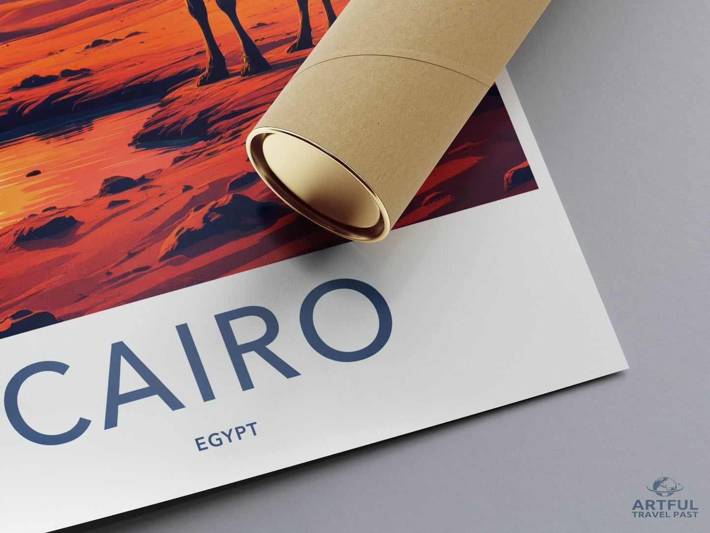 Cairo Poster - Egypt Framed Print - Camel Desert Sunset Lounge Decor