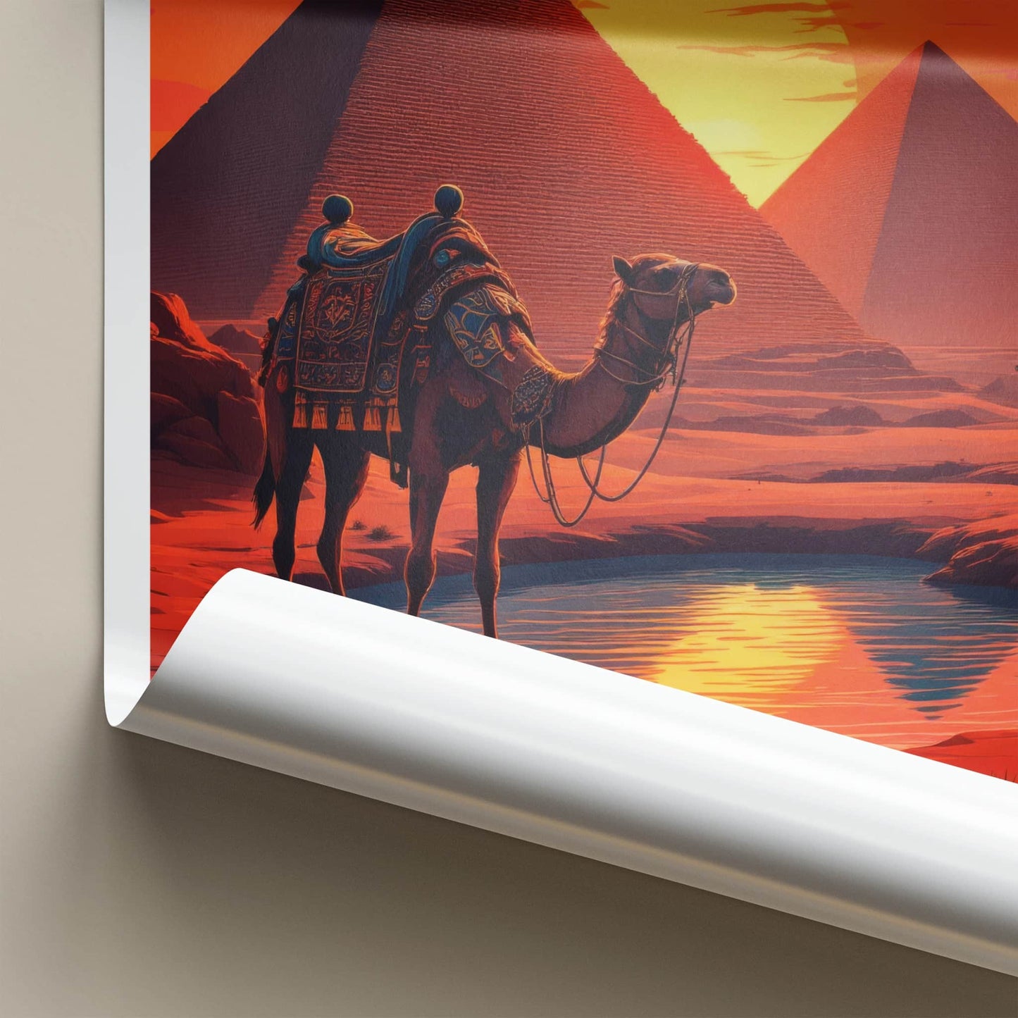 Cairo Poster - Egypt Framed Print - Desert Pyramid Sunset Lounge Decor