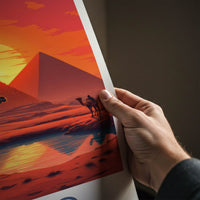 Cairo Poster - Egypt Framed Print - Desert Pyramid Sunset Lounge Decor