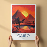 Cairo Poster - Egypt Framed Print - Desert Pyramid Sunset Lounge Decor