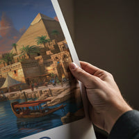 Cairo Poster - Egypt Framed Print - Pyramids River Sunset Framed Decor