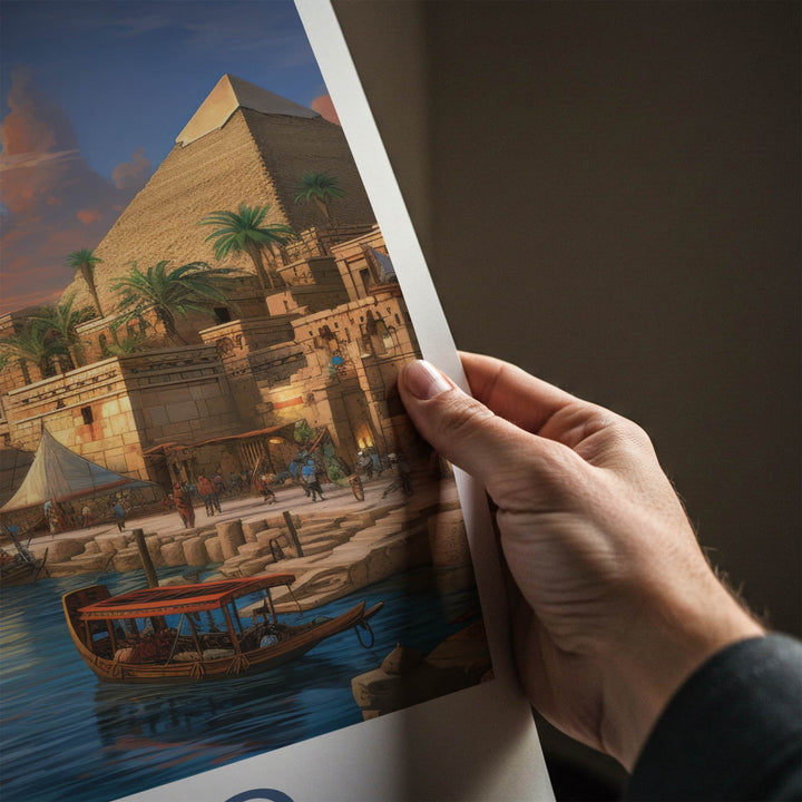 Cairo Poster - Egypt Framed Print - Pyramids River Sunset Framed Decor