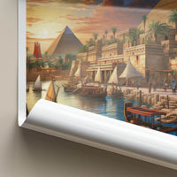 Cairo Poster - Egypt Framed Print - Pyramids River Sunset Framed Decor
