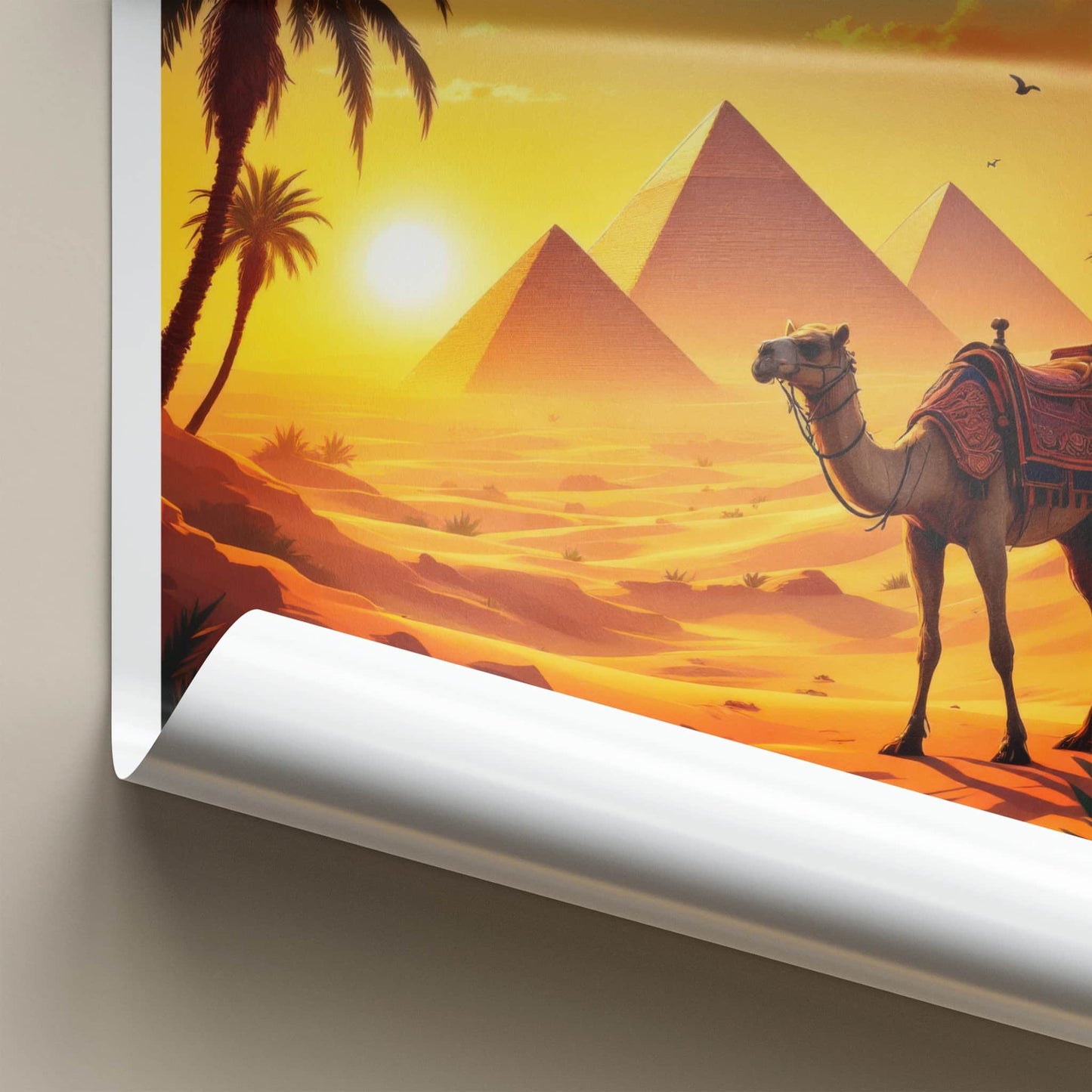 Cairo Poster - Egypt Travel Art - Ancient Pyramids Camel Home Decor