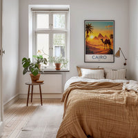 Cairo Poster - Egypt Travel Art - Ancient Pyramids Camel Home Decor