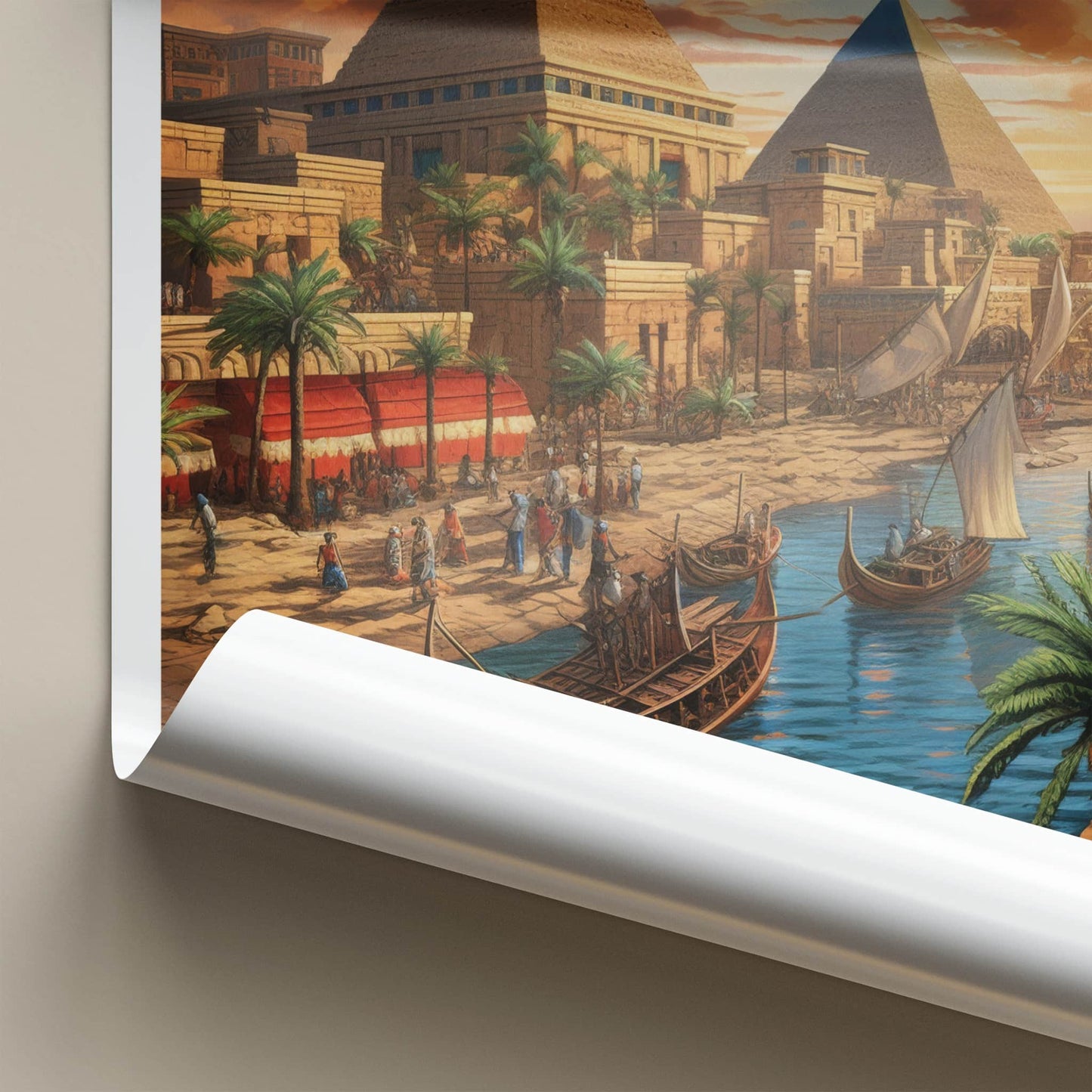 Cairo Poster - Egypt Travel Art - Ancient Pyramids River Home Decor