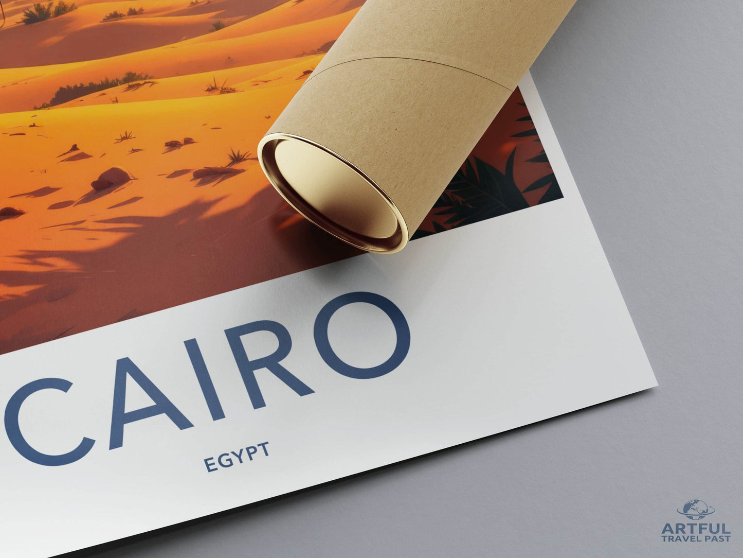 Cairo Poster - Egypt Travel Art - Camel Desert Pyramids Home Decor