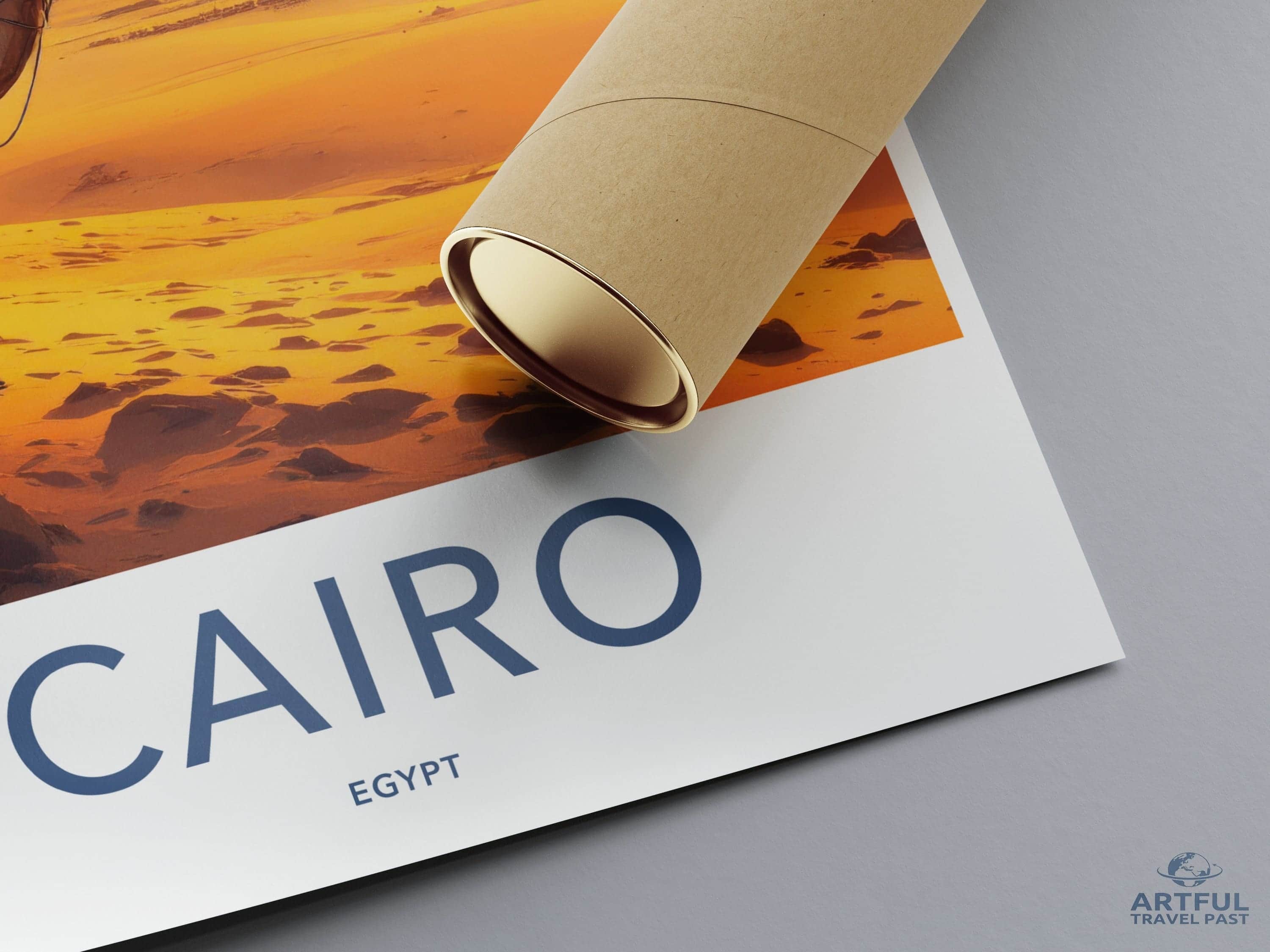 Cairo Poster - Egypt Travel Art - Desert Pyramids Sunset Home Decor
