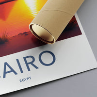 Cairo Poster - Egypt Travel Art - Desert Sunset Camel Home Decor
