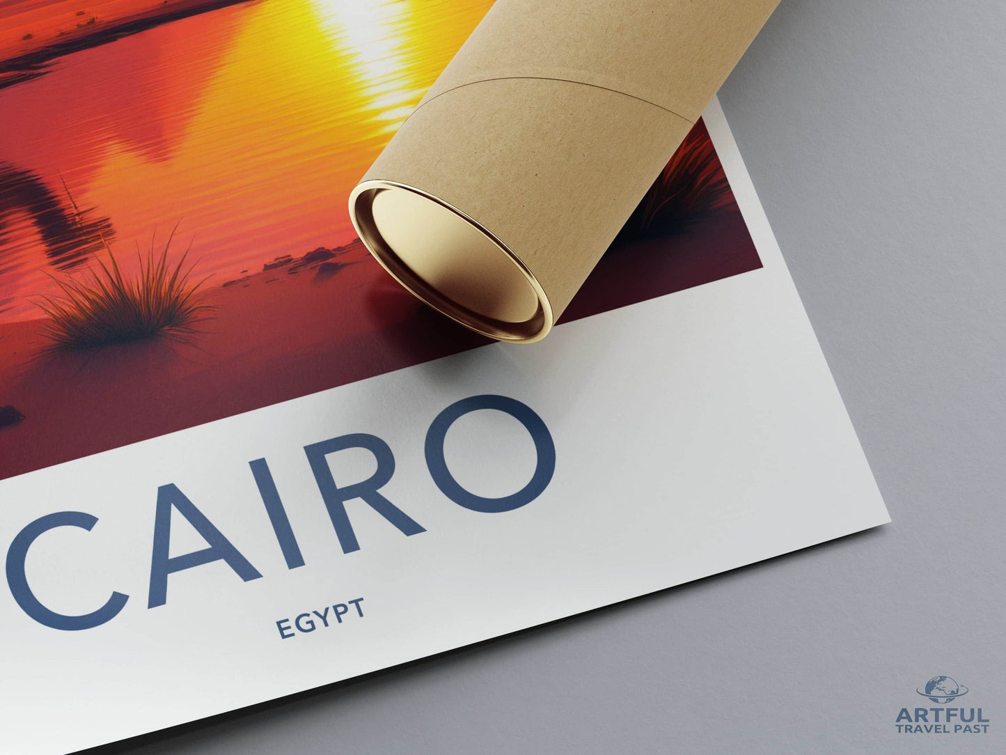Cairo Poster - Egypt Travel Art - Desert Sunset Camel Home Decor