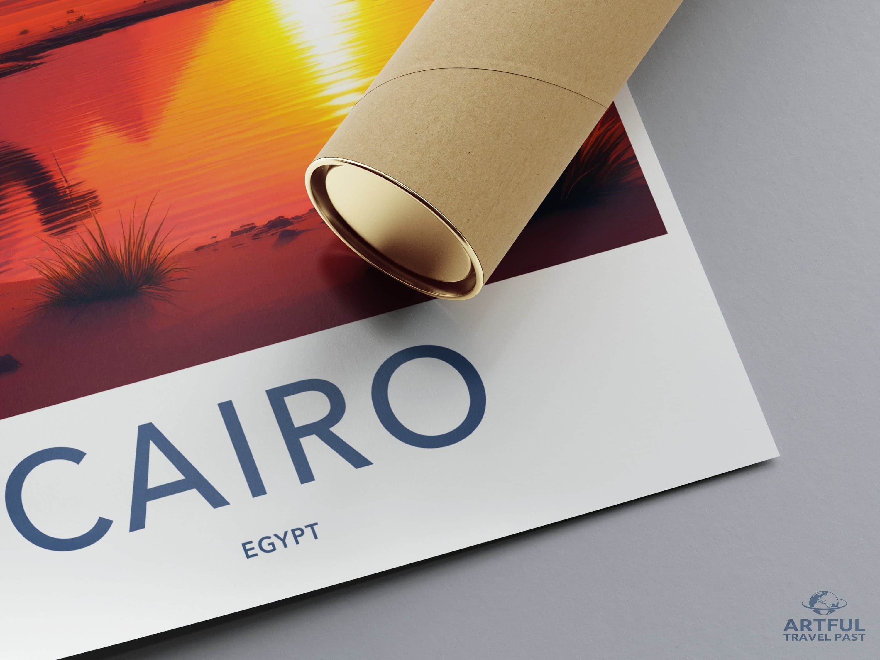 Cairo Poster - Egypt Travel Art - Desert Sunset Camel Home Decor