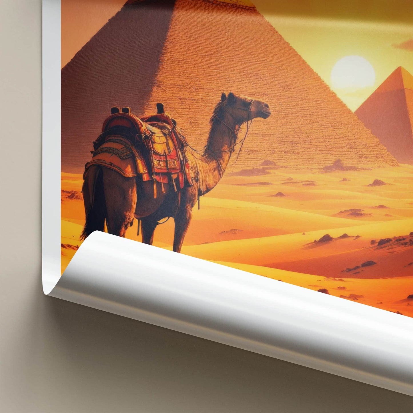 Cairo Poster - Egypt Travel Art - Desert Sunset Pyramids Home Decor