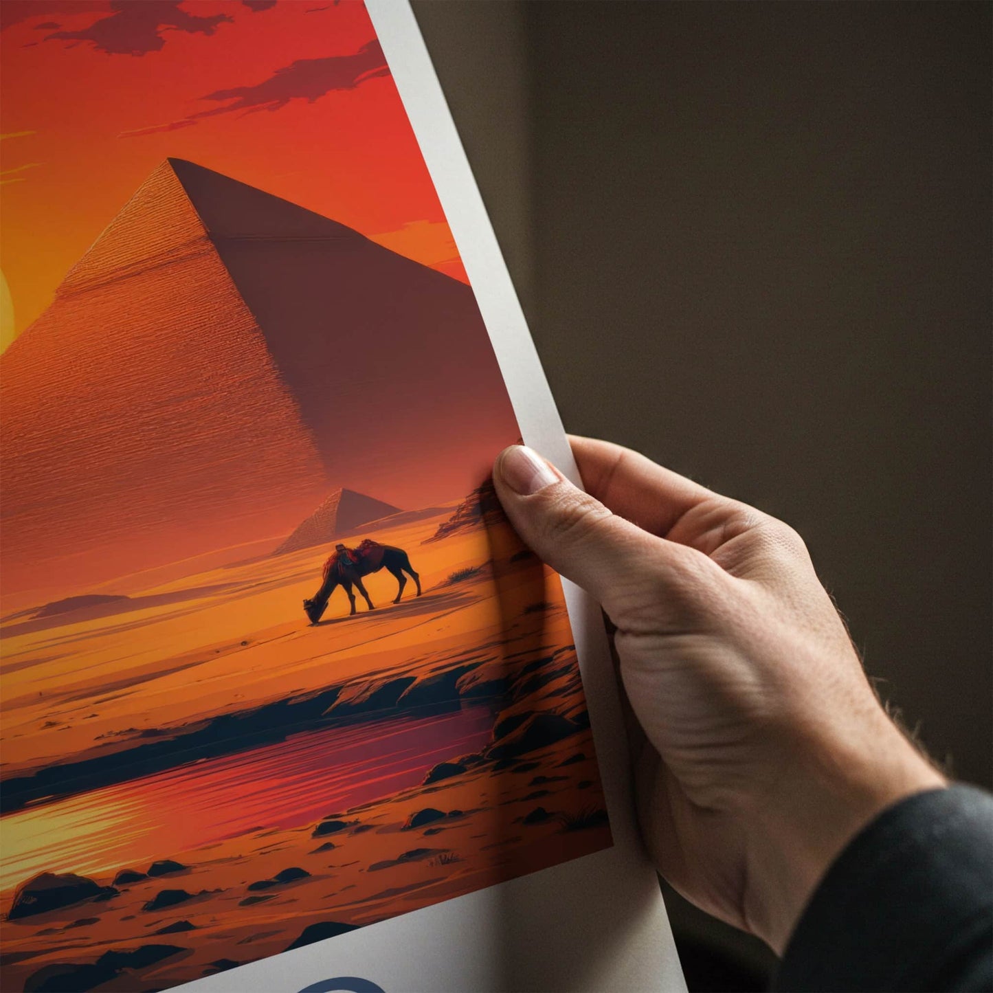 Cairo Poster - Egypt Travel Art - Desert Sunset Pyramids Home Decor