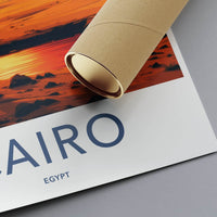Cairo Poster - Egypt Travel Art - Desert Sunset Pyramids Home Decor