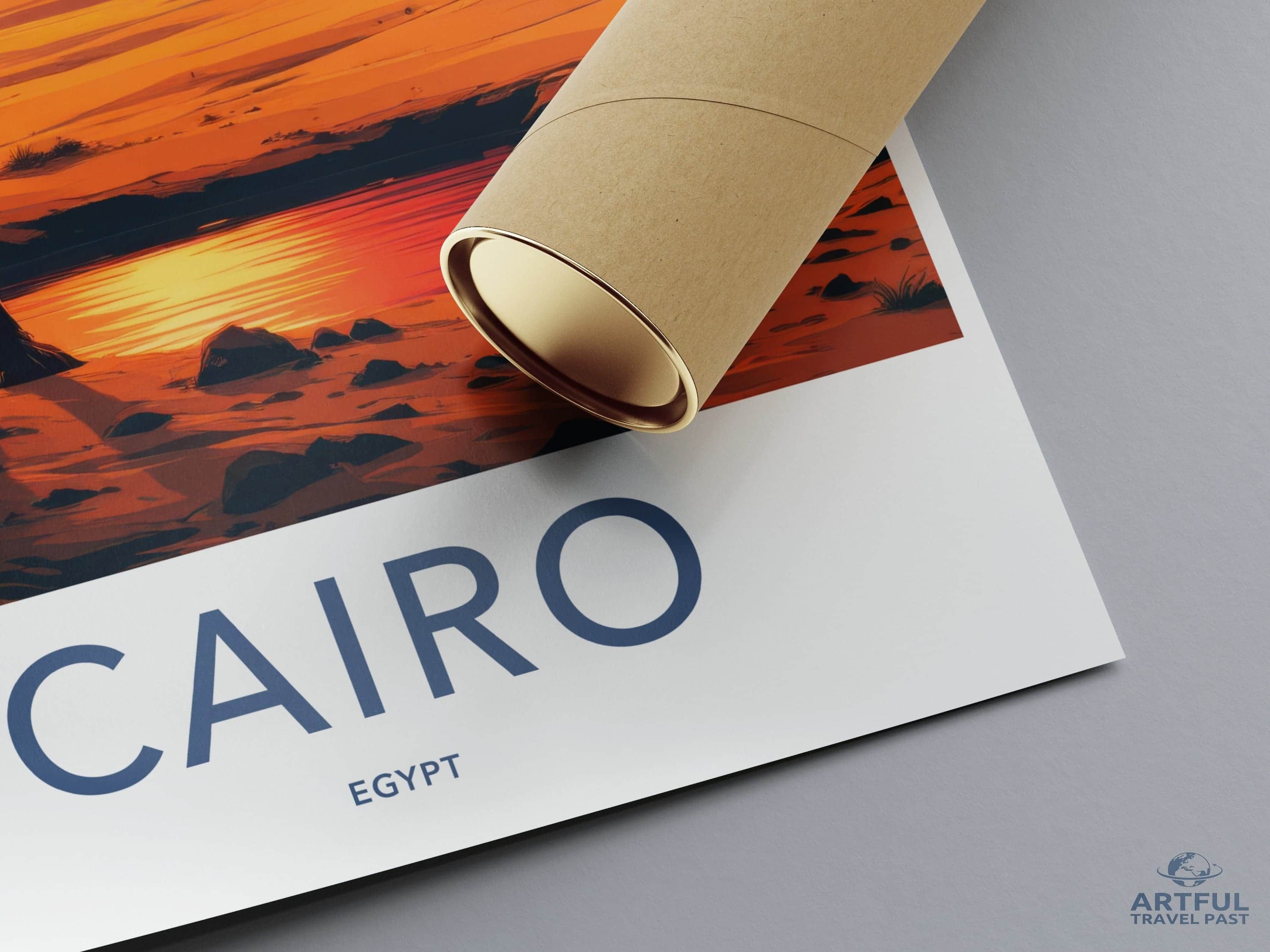 Cairo Poster - Egypt Travel Art - Desert Sunset Pyramids Home Decor
