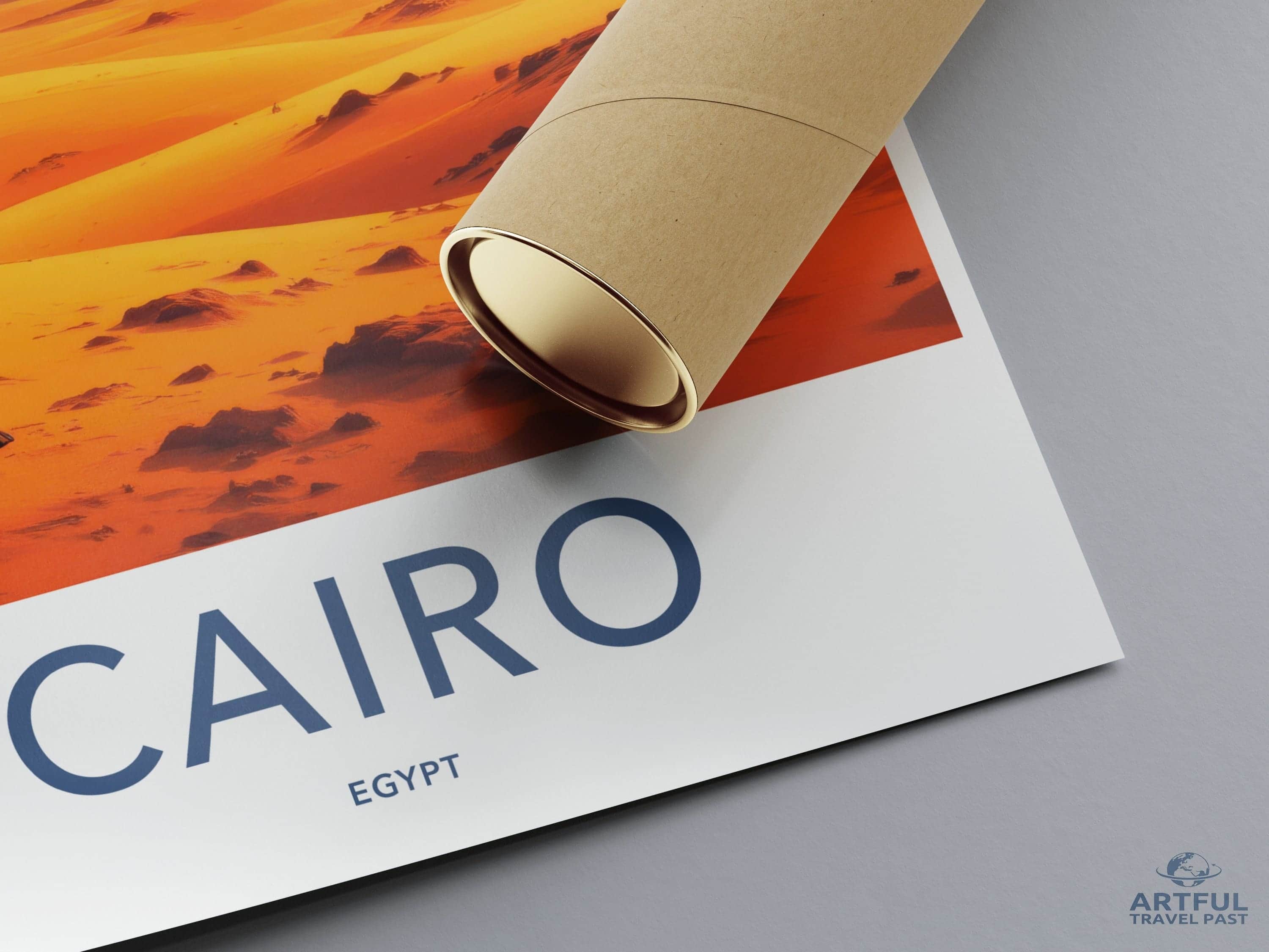 Cairo Poster - Egypt Travel Art - Desert Sunset Pyramids Home Decor
