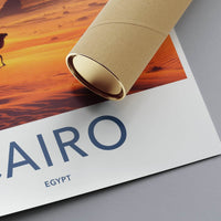 Cairo Poster - Egypt Travel Art - Desert Sunset Pyramids Home Decor